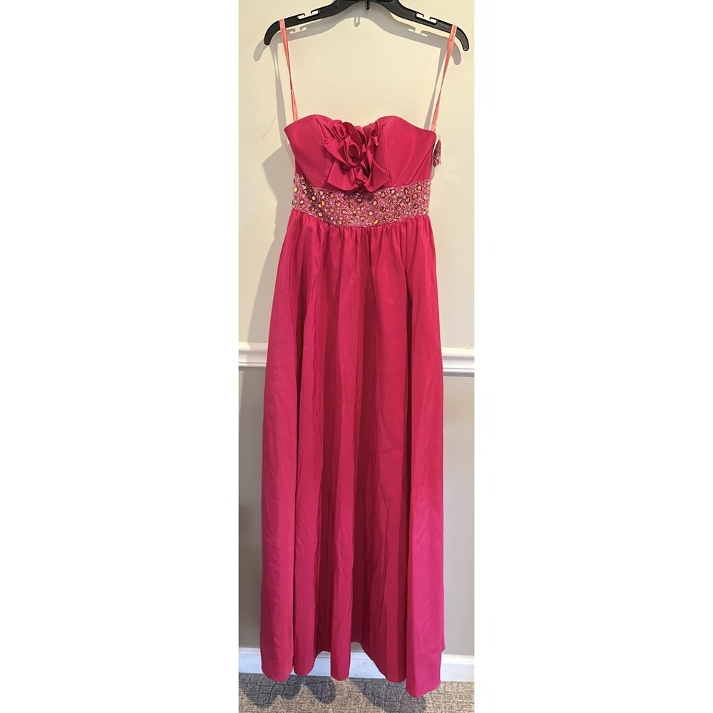 Flirt by Maggie Sottero Hot pink strapless evening gown‎ Size 4